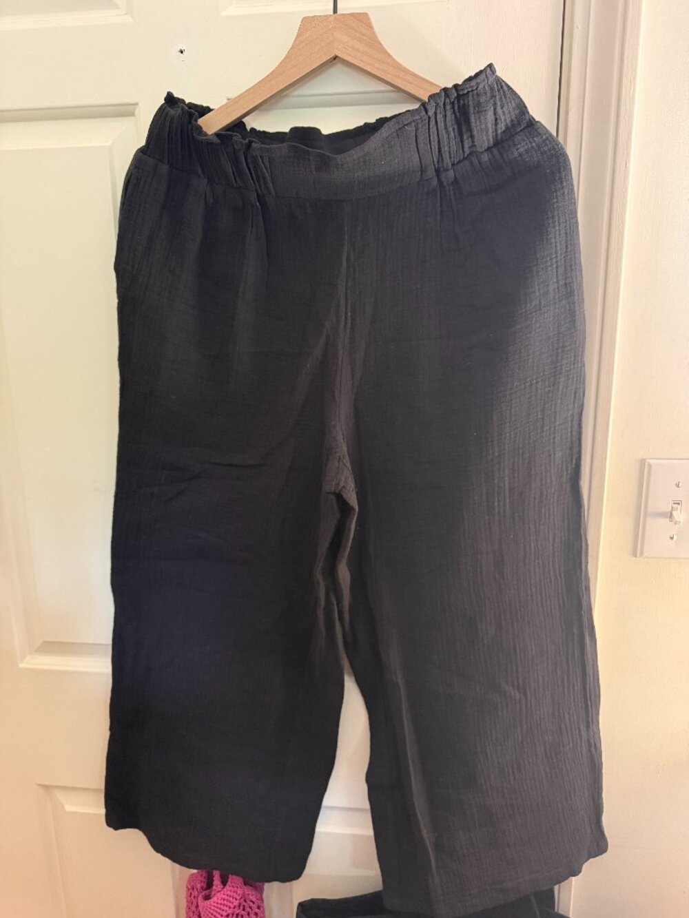 Gauze wide leg pant